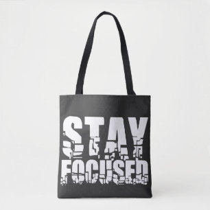 Tote Bag Rester concentré   Phrase motivationnelle avec tex