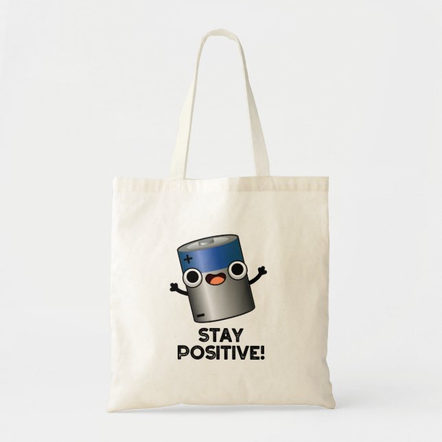 Tote Bag Rester Positif Funny Battery Pun (Devant)