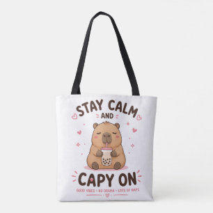 Tote Bag Restez Calme et Capy On Design Mignon de Capybara