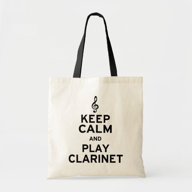 Tote Bag Restez calme et jouez à Clarinet (Devant)