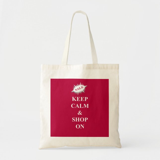 Tote Bag restez calme et magasinez sur (Devant)