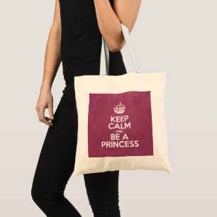 Tote Bag Restez calme et soyez une princesse, Cuir rose, Co