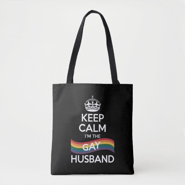 Tote Bag Restez calme Je suis la femme gay mariée papa LGBT (Devant)