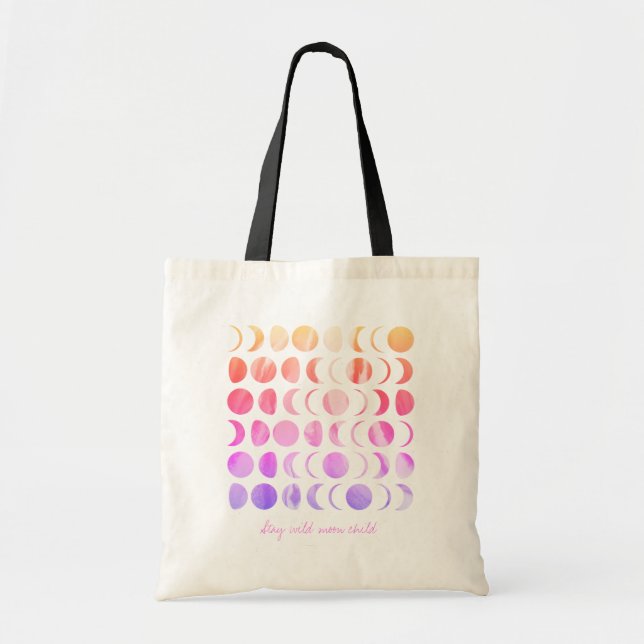 Tote Bag Restez sauvage Lune Enfant Phases célestes de la L (Devant)