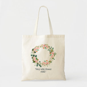 Tote Bag Restez Sauvage Rose Orange Élégant Design Floral W