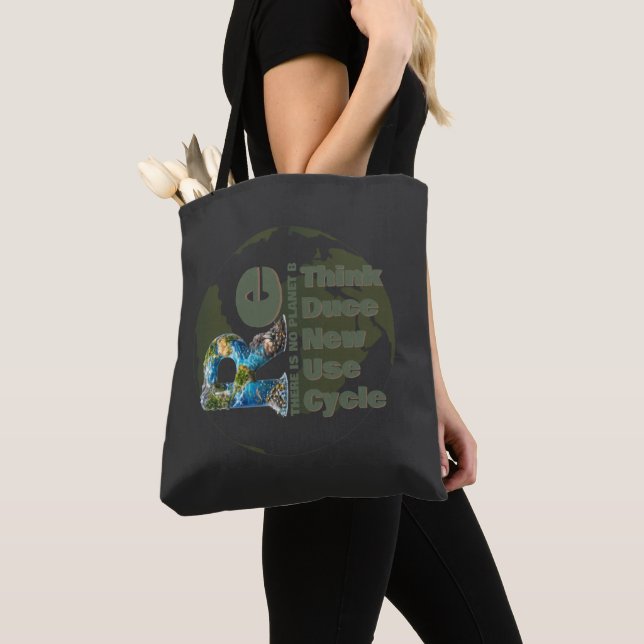 Tote Bag Rethink Reduce Renew Reuse Recycle Save earth (De près)