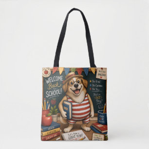 Tote Bag Retour à l'école Chien PNG, design de chien d'ense