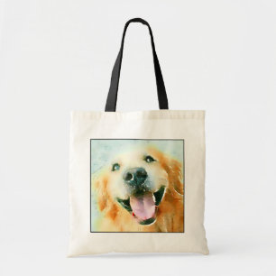 Tote Bag Retriever doré souriant en aquarelle