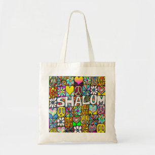Tote Bag Retro 60s Psychedelic Shalom LOVE
