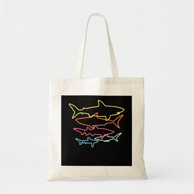 Tote Bag Retro 80s Shark Party Idea cadeau enfants femmes h (Devant)