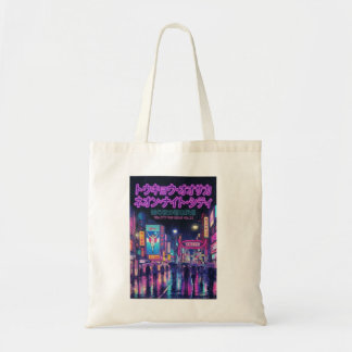 Tote Bag Retro 90s City Pop Night: Neon Tokyo & Osaka Rain