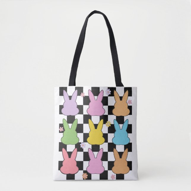 Tote Bag Retro À damiers Pâques (Devant)
