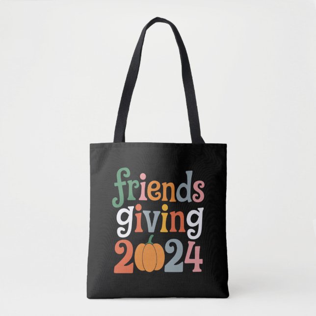 Tote Bag Retro Amis Donnant 2024 Thanksgiving Fall (Devant)