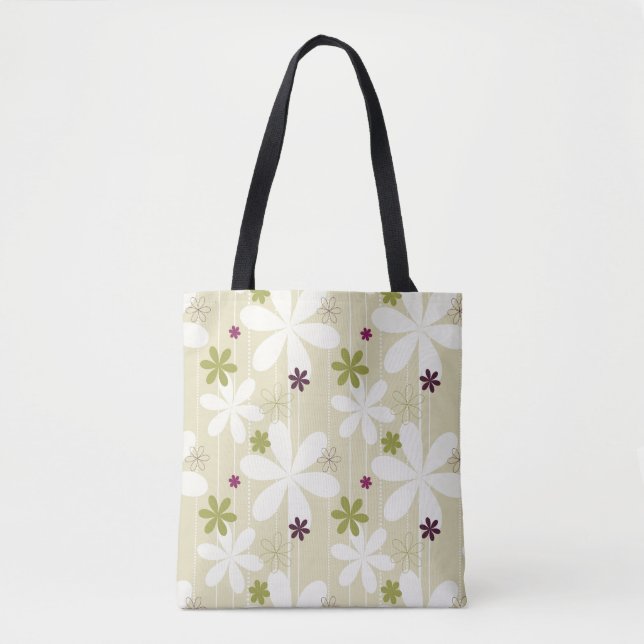 Tote Bag Rétro arrière - plan floral (Devant)