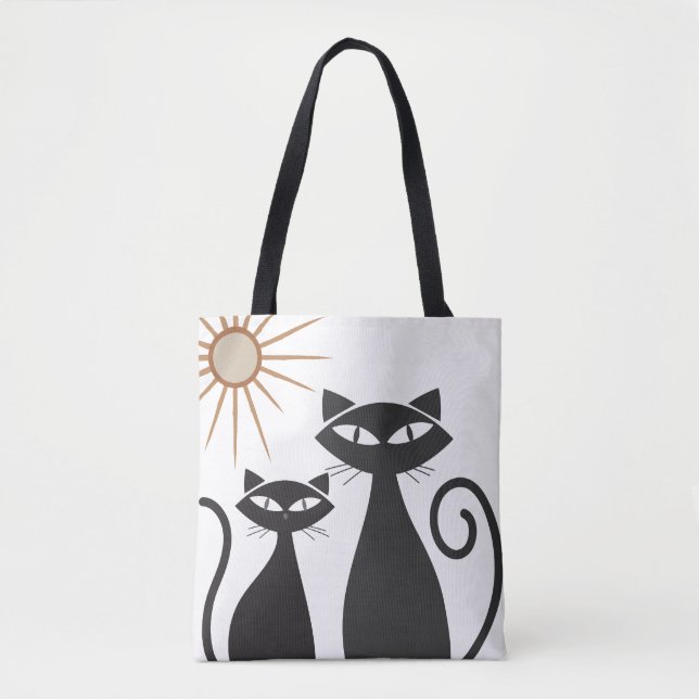 Tote Bag Retro Atomique Moyen Siècle Moderne MCM Cool Chat (Devant)