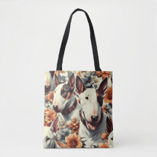 Tote Bag Retro Bull Terrier Peinture sans fil