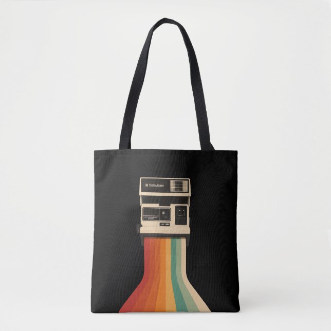 Tote Bag Retro Camera with Rainbow Print (Devant)