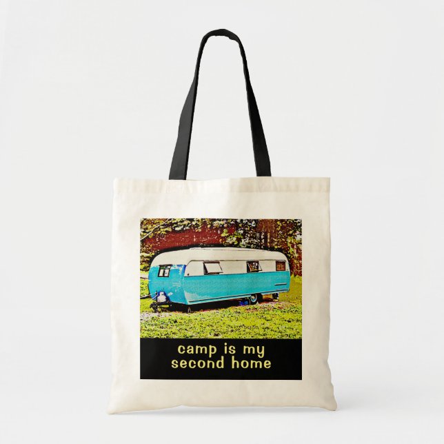 Tote Bag Rétro Camper Trailer est ma deuxième maison (Devant)
