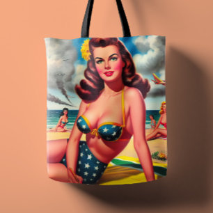 Tote Bag Rétro chaud vintage plage pin up