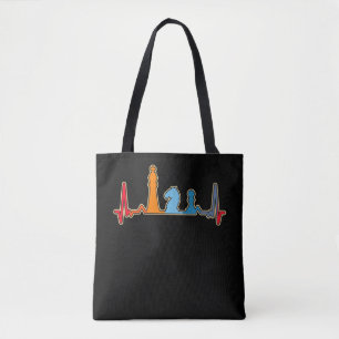 Tote Bag Retro Chess Heartbeat Jeu Chess Pièces