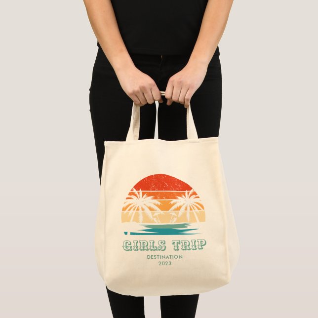 Tote Bag Retro coucher de soleil Filles voyage bachelorette (Devant (produit))