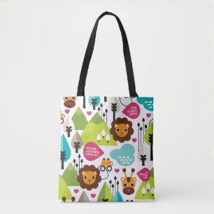Tote Bag rétro faune de lion de safari d'enfants