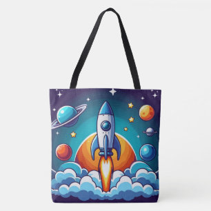 Tote Bag Retro, fusée spatiale