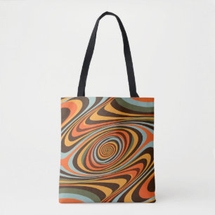 Tote Bag Retro Groovy Swirl Pattern 70s Psychedelic Vortex