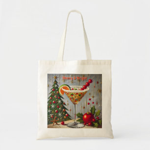 Tote Bag Retro les années 50 Merry Bright Christmas Candy C