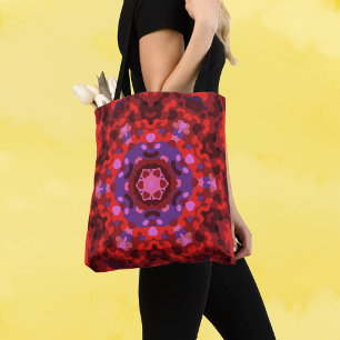 Tote Bag Rétro Mandala rouge et violet