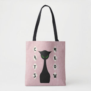 Tote Bag Rétro Meow de chats Mi-Siècle-Moderne