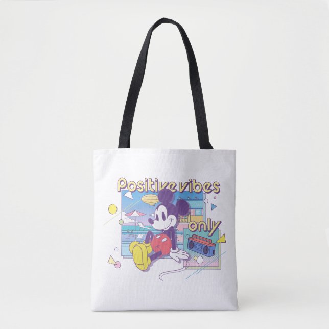 Tote Bag Retro Mickey Positive Vibes Only (Devant)