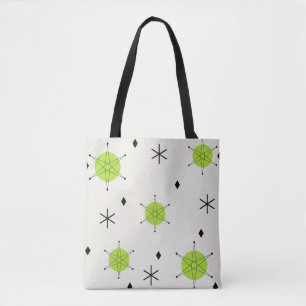 Tote Bag Retro Mid Mod Starburst Sky Chartreuse