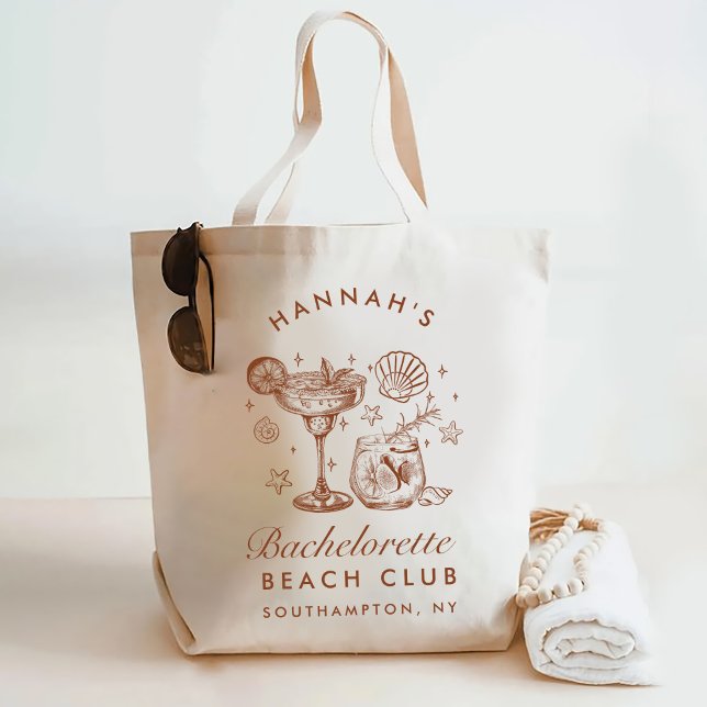 Tote Bag Retro Modern Blue & Brown Bachelorette Weekend (Créateur téléchargé)