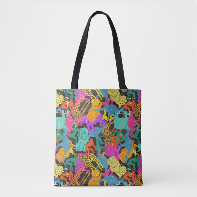 Tote Bag Rétro motif animal de silhouettes (Devant)