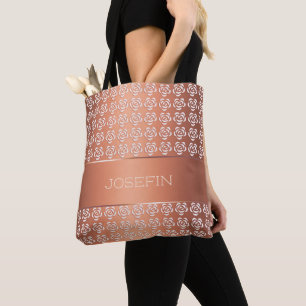 Tote Bag rétro motif floral de gradient. Nom