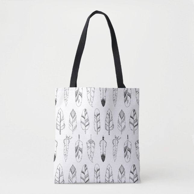 Tote Bag Rétro motif inspiré 2 de plume (Devant)