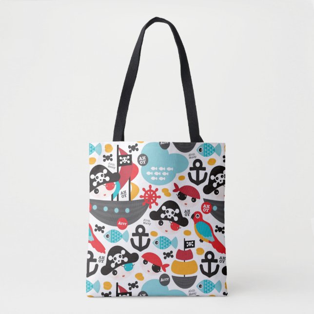 Tote Bag Rétro navigation d'illustration de pirates (Devant)