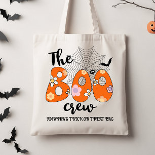 Tote Bag Retro Orange Black Boo Crew Trick Ou Treat Fourre-