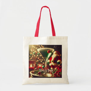 Tote Bag Retro Santa des années 50 Noël Martini Vert