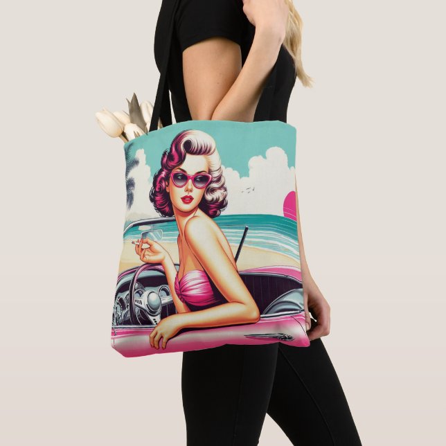 Tote Bag Retro Summer Girl (De près)