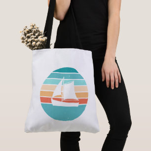 Tote Bag Retro Sunset Effet Perdu + Voilier