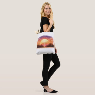 Tote Bag Retro Sunset in the Forest Custom Name Gift