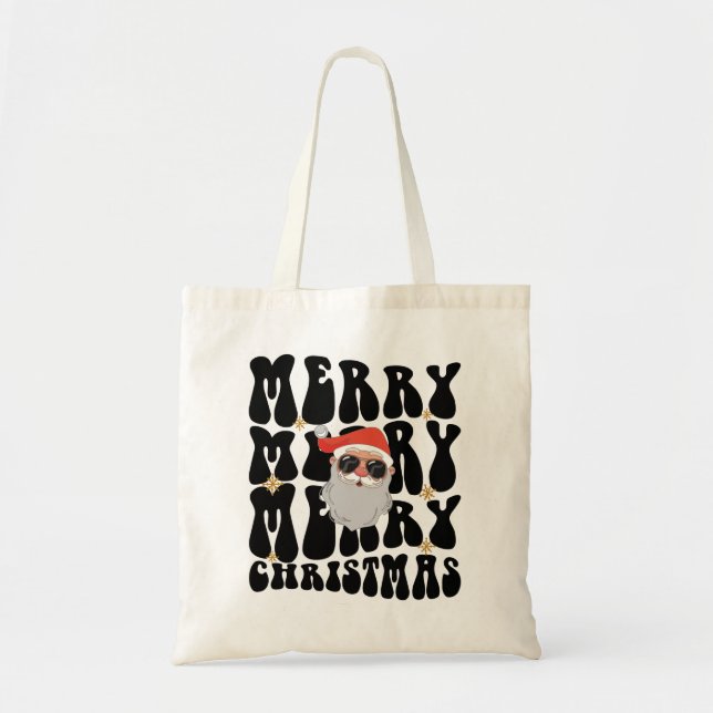 Tote Bag Retro Super Joyeux Noël Lumières Père Noël (Devant)