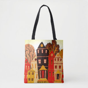Tote Bag Retro Sweet Home Poster : Maisons de dessin