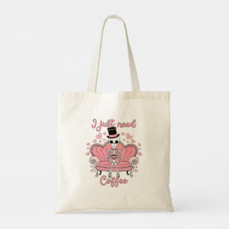 Tote Bag Retro Valentine's Day Skeleton Coffee Drinker