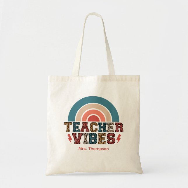 Tote Bag Retro Vibes enseignant enseignant enseignant Appré (Devant)