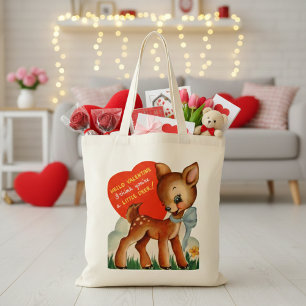 Tote Bag Retro Vintage Little Deer Valentine