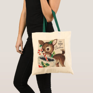 Tote Bag Retro vintage reinder Holiday