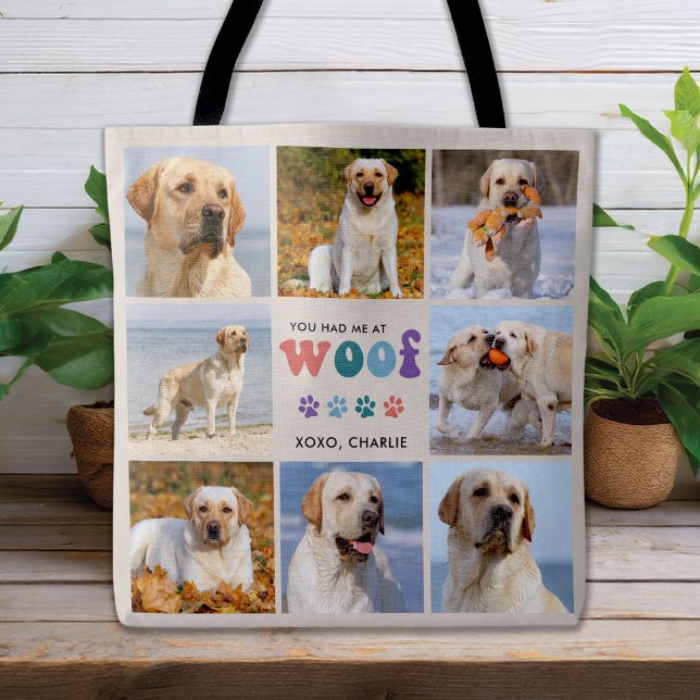 Tote Bag Retro Vous M'Avez Eu WOOF Custom 8 Photo Collage C (Créateur téléchargé)